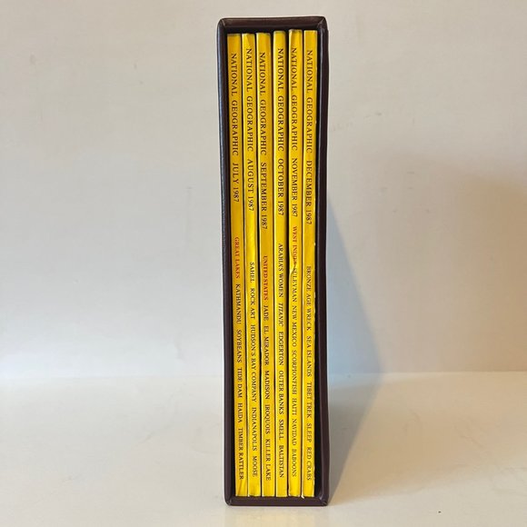 1987 (July-Dec) NATIONAL GEOGRAPHIC 6 Magazines With Faux Leather Slip Cover - Picture 3 of 13